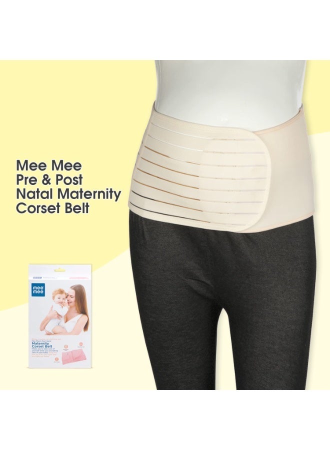 Mee Mee Pre & Post Natal Maternity Corset Belt | Skin-Friendly & Lightweight | Easy Stretch Belly Support Band | Helps Improve Posture, Relieve Back Pain | Abdominal & Pelvic Waist Support (Beige, L) - Image 3
