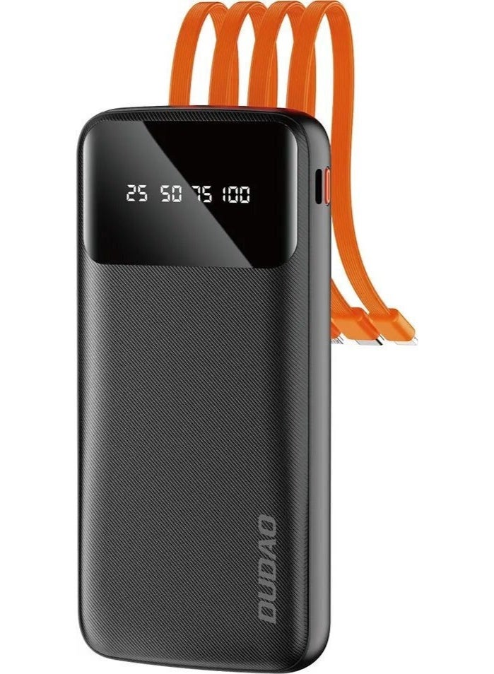 دوداو باور بانك دوداو K6PRO-W سعة 10000 مللي أمبير مع كابلات مدمجة وشاشة رقمية - أسود - Image 1