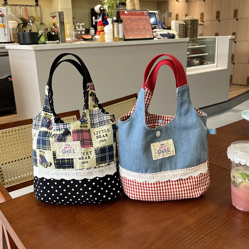 Korean Ins Casual Checkered Tote Bag - Image 1