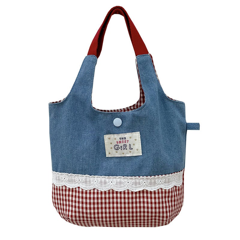 Korean Ins Casual Checkered Tote Bag - Image 5