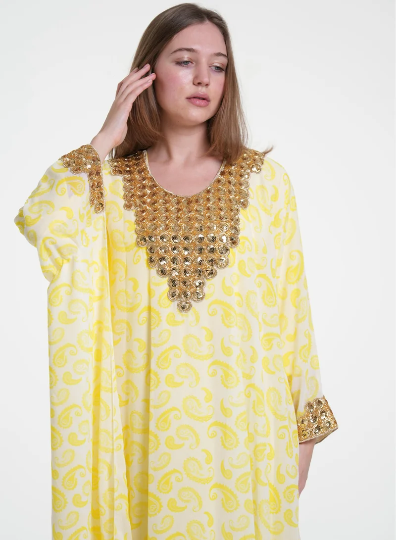 AL BENT AL SHARQIEH embroidred jalabiya kaftan dress