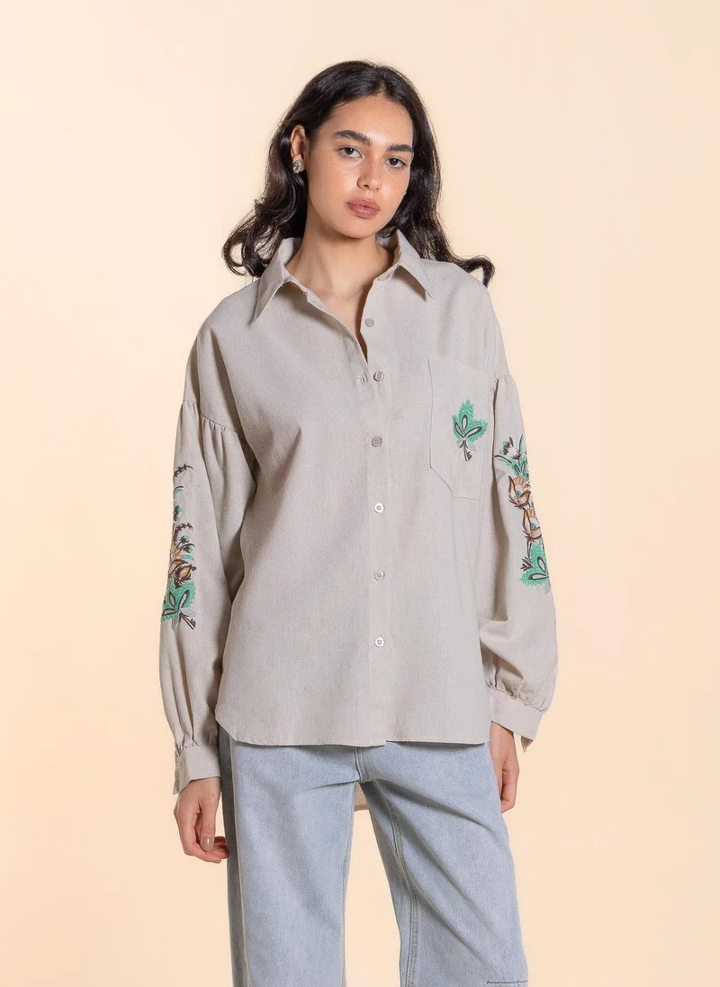 شايبس قميص كتان مطرز