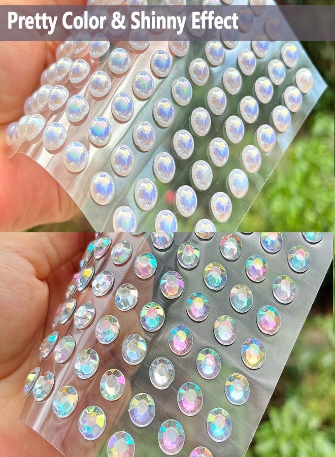 Unixing 3000Pcs Self Adhesive Pearls and Rhinestones Stickers, Stick on Rhinestone Hair Pearl Diamond Stickers Self Adhesive Face Gems Hair Gems for Face Makeup Nail Art Cell Phone DIY Crafts - Image 5