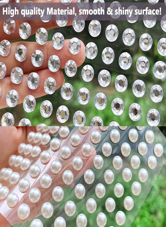 Unixing 3000Pcs Self Adhesive Pearls and Rhinestones Stickers, Stick on Rhinestone Hair Pearl Diamond Stickers Self Adhesive Face Gems Hair Gems for Face Makeup Nail Art Cell Phone DIY Crafts - Image 4