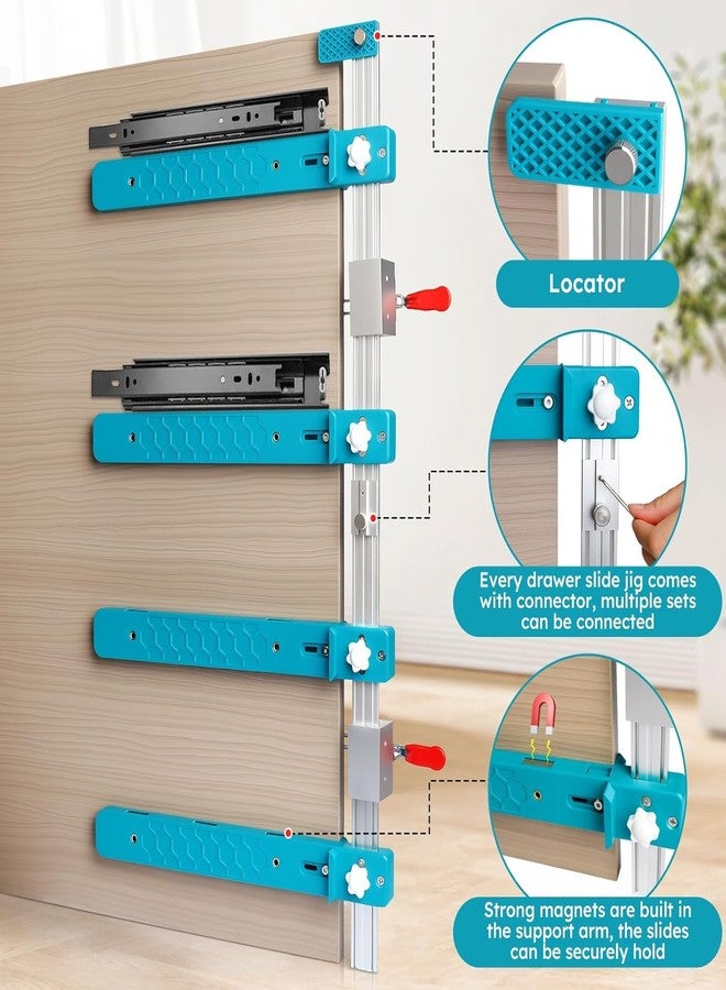 parknshop Drawer Slide Jig,Drawer Jig Kit with Toggle Clamp& Magnetic Arm,Cabinet Hardware Jig with Punch Locator, Upgraded Adjustable Precision Cabinet Drawer Jig Tool for Drawer Desks - Image 4