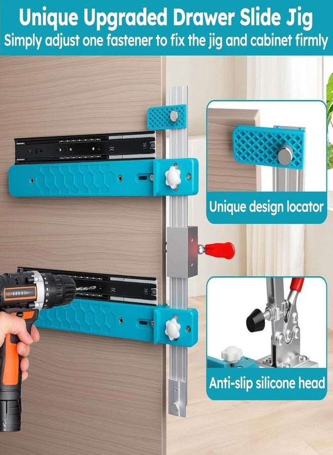 parknshop Drawer Slide Jig,Drawer Jig Kit with Toggle Clamp& Magnetic Arm,Cabinet Hardware Jig with Punch Locator, Upgraded Adjustable Precision Cabinet Drawer Jig Tool for Drawer Desks - Image 2