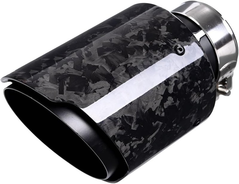 Kipalm Forged Carbon Fiber Exhaust Pipe Muffler Tips with Black Stainless Steel Tailpipe - Image 1