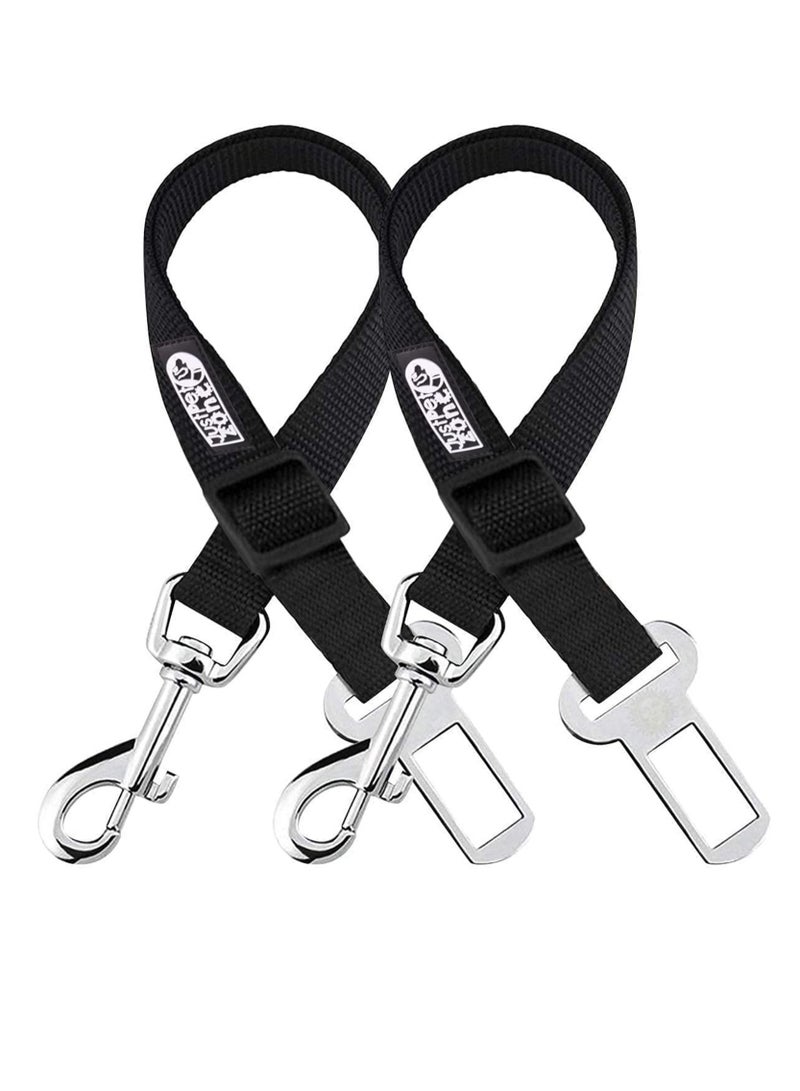 SYOSI Premium Car Seat Belt for Dogs Cats Pets, Adjustable Safety Heavy Duty Elastic Lead Harness for Cars with Elastic Nylon Bungee Buffer Adjustable Dog Safety Belt for Car Dog Seat Belt (Black) - Image 2