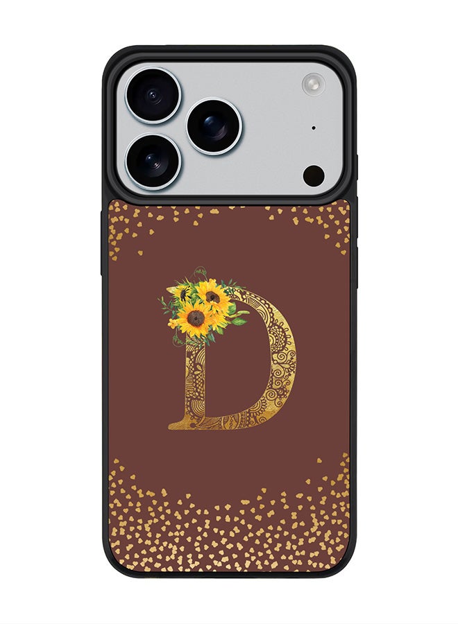 Stylizedd iPhone 17 Pro Case, [Compatible with MagSafe] Slim Magnetic cover Phone Case iPhone 17 Pro -Custom Floral Monogram - D  (Brown ) - Image 1