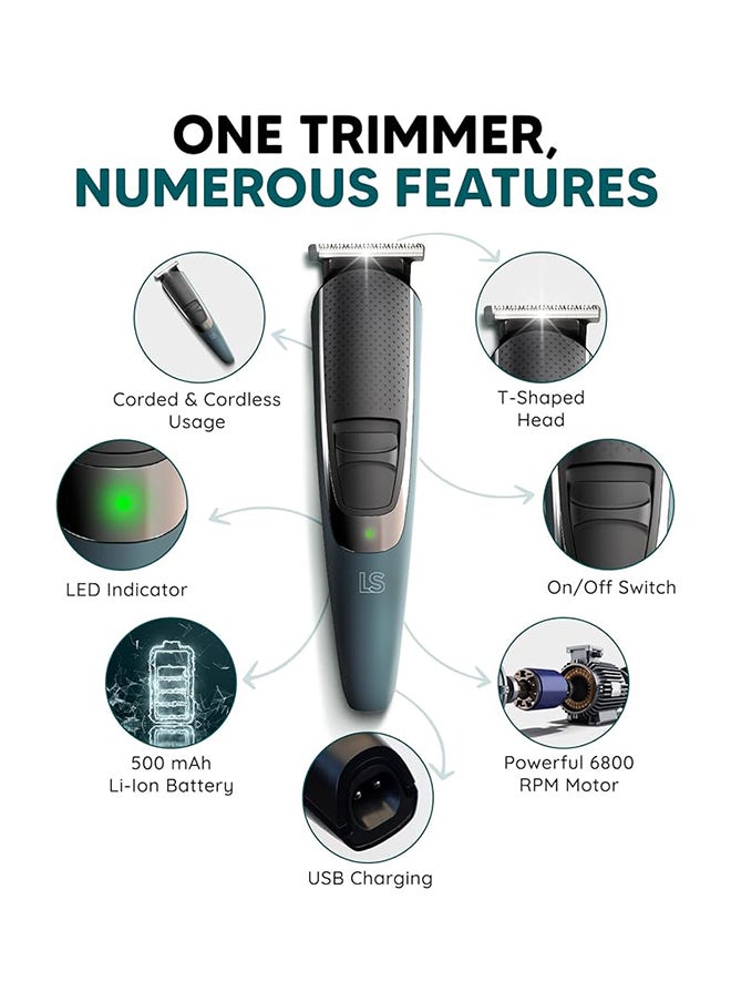 LetsShave - Daily Beard T Shaped Stubble Trimmer, 6 Guide Combs For Men - Image 1