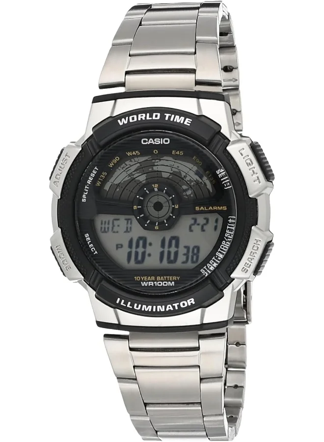 كاسيو Casio Men's Watch - AE-1100WD-1AVDF Grey Dial, Silver Band
