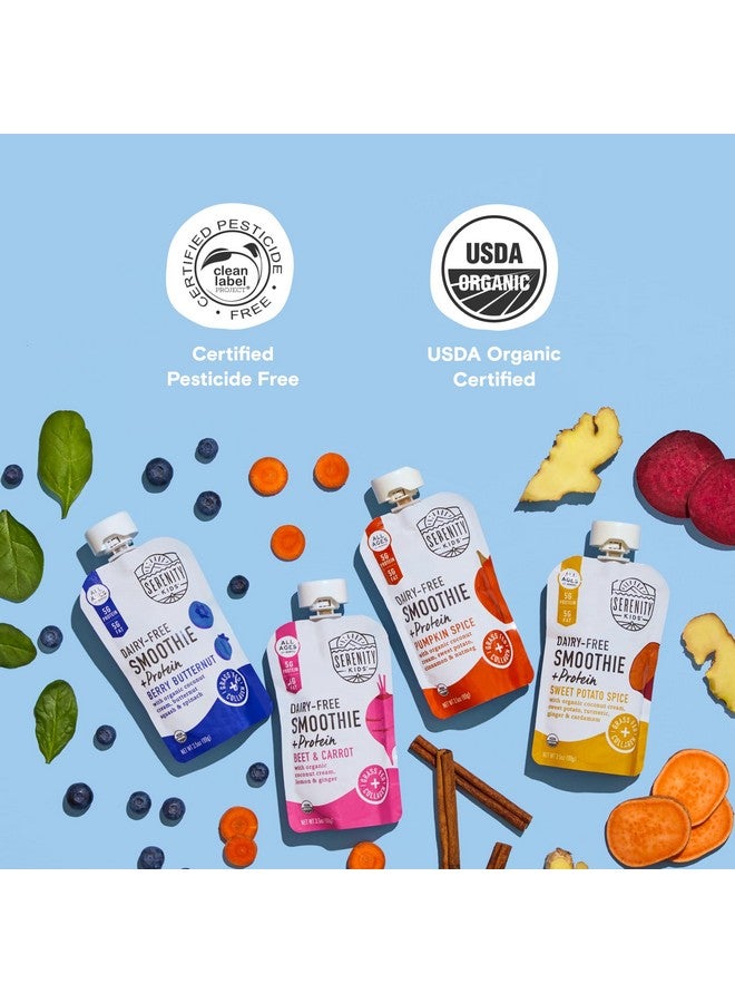 Serenity Kids 6+ Months Dairy-Free Smoothie Baby Food - USDA Organic Grass-Fed Collagen Protein - 3.5 Oz BPA-Free Pouches - Variety Pack (8 Count) - Baby Smoothie Pouch Set - Image 3