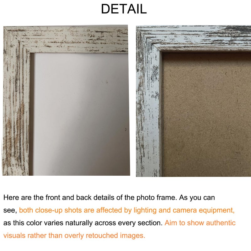 BESCRCL 8x10 Picture Frame Distressed White Set of 6, Display Pictures 5x7 with Mat or 8x10 Without Mat for Wall Mounting or TableTop - Image 5