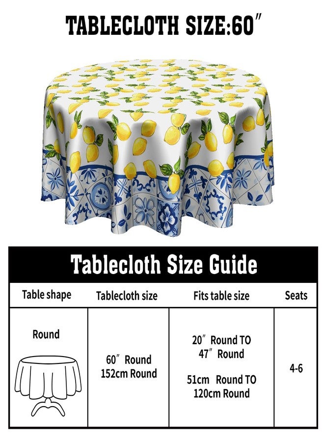 Granbey White Yellow Lemon Tablecloth Round - Lemon Table Cloth 60 Inch Italian Summer Decor for Birthday Party Wedding Picnic Dinner - Image 2