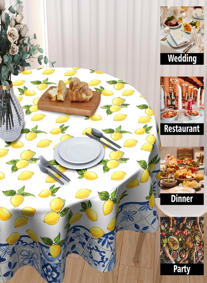 Granbey White Yellow Lemon Tablecloth Round - Lemon Table Cloth 60 Inch Italian Summer Decor for Birthday Party Wedding Picnic Dinner - Image 4