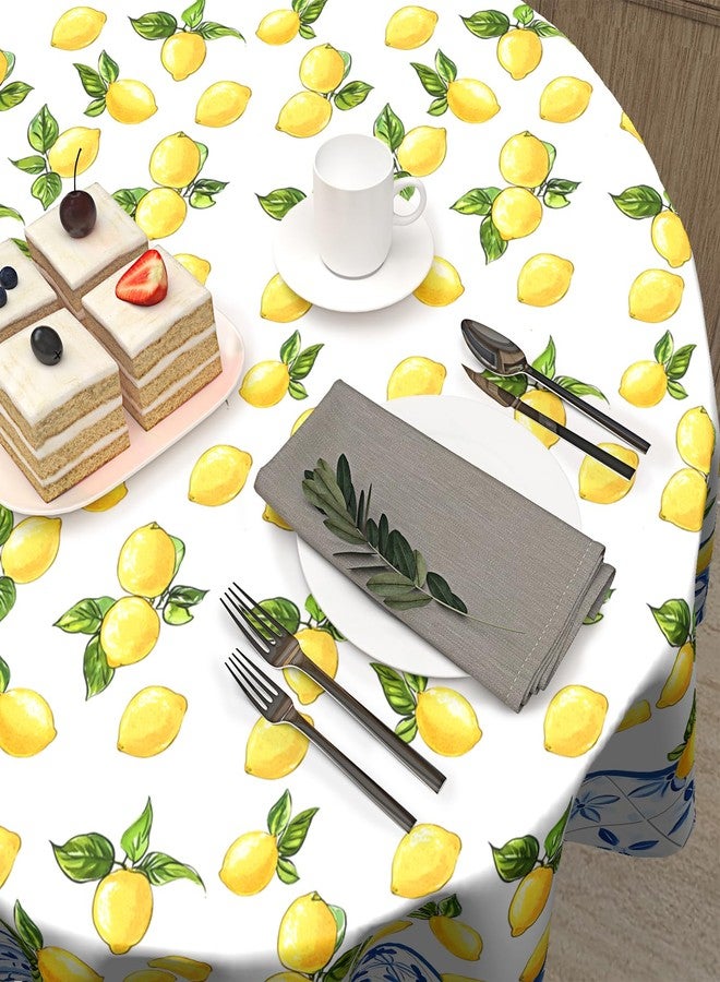 Granbey White Yellow Lemon Tablecloth Round - Lemon Table Cloth 60 Inch Italian Summer Decor for Birthday Party Wedding Picnic Dinner - Image 5