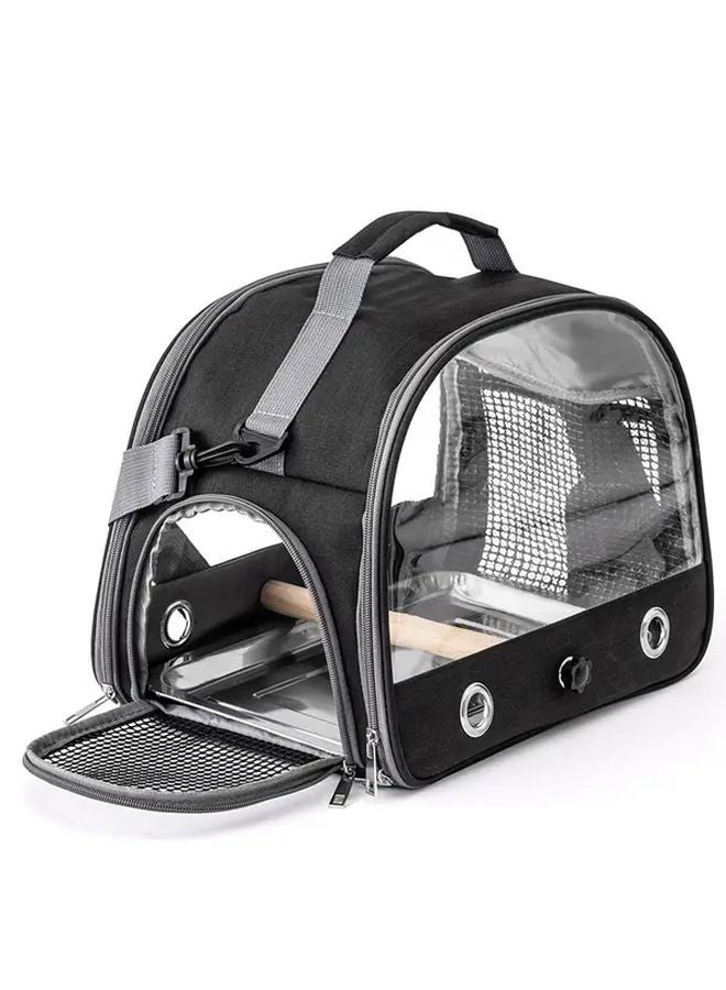 حقيبة ظهر محمولة لنقل الحيوانات الأليفة باللون الأسود خفيفة الوزن ومهواة لقفص الحيوانات الصغيرة أثناء السفر - Image 1