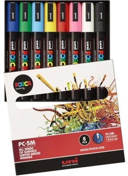 Uni Posca Pc-5m 1.8-2.5mm - Flower Colors Set (7+1)  - Image 1