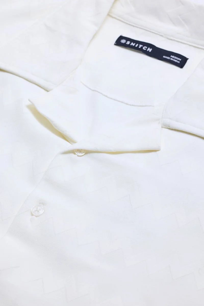 SNITCH White Textured Box Fit Shirt