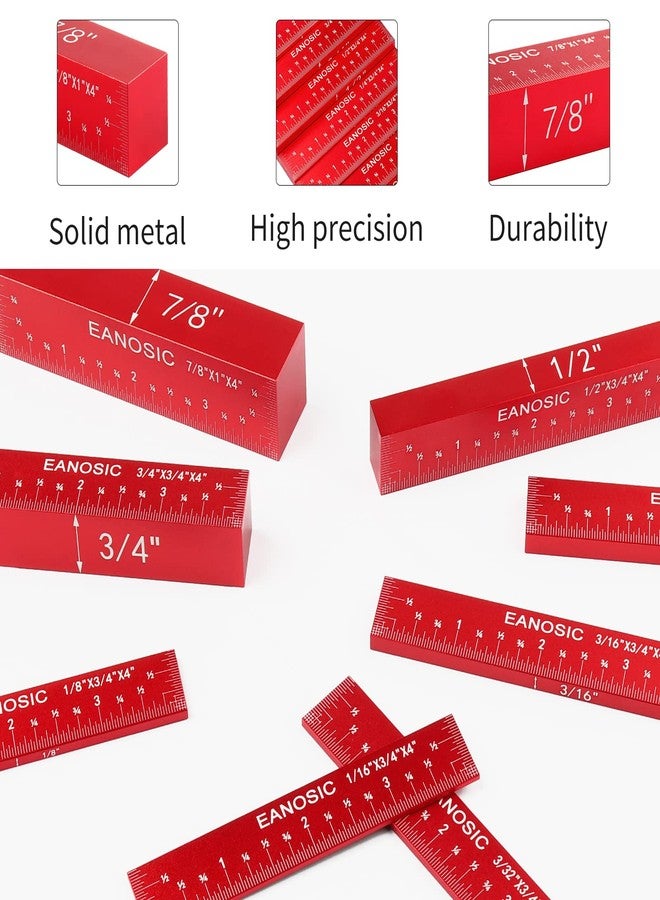 EANOSIC Setup Blocks Height Gauge Set, 8pcs Precision Aluminum Setup Bars for Router and Table Saw Accessories Woodworking Set Up, Bars Include Laser Engraved Size Markings (Extra Long 4 Inch) - Image 2