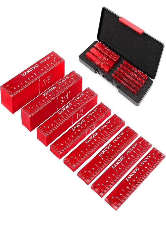 EANOSIC Setup Blocks Height Gauge Set, 8pcs Precision Aluminum Setup Bars for Router and Table Saw Accessories Woodworking Set Up, Bars Include Laser Engraved Size Markings (Extra Long 4 Inch) - Image 1
