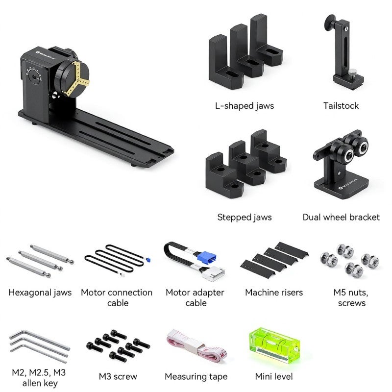 SCULPFUN Y-axis Rotary Roller 180° Adjustable Angle Multi-function Rotary Module Engraver - Durable Metal Structure Rotary Roller for Engraving Machines And 3D Printer Accessories - Image 5