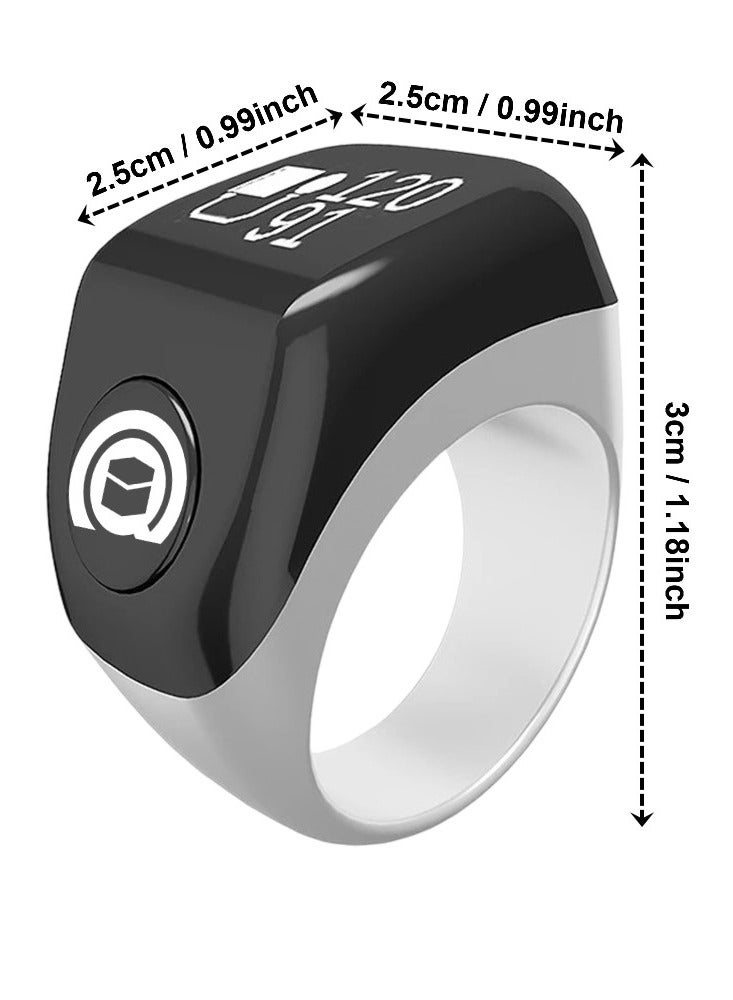 Multifunctional Prayer Smart Ring, Lucky Ring, Tasbih Counter, Azan Alarm, Prayer Direction Guide, Digital Watch Ring, Tasbeeh Beads Ring, Electronic rosary, Forgiveness Ring, TBSoon Aladdin Treasure iQIBLA Zikr Ring - Image 5