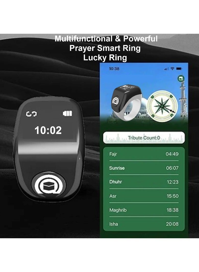 Multifunctional Prayer Smart Ring, Lucky Ring, Tasbih Counter, Azan Alarm, Prayer Direction Guide, Digital Watch Ring, Tasbeeh Beads Ring, Electronic rosary, Forgiveness Ring, TBSoon Aladdin Treasure iQIBLA Zikr Ring - Image 2