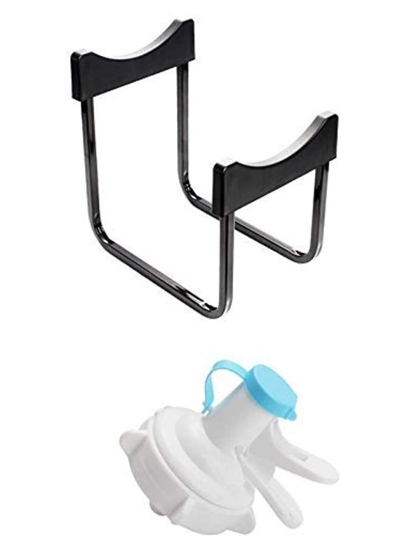 DubaiGallery 5 Gallon Water Dispenser Stand, Portable Stainless Steel Water Jug Stand Water Cooler Stand Water Bottle Stand Rack with Water Spouts Dispenser Valves for Non-screw Top (1 Stand+1 Spouts) - Image 3