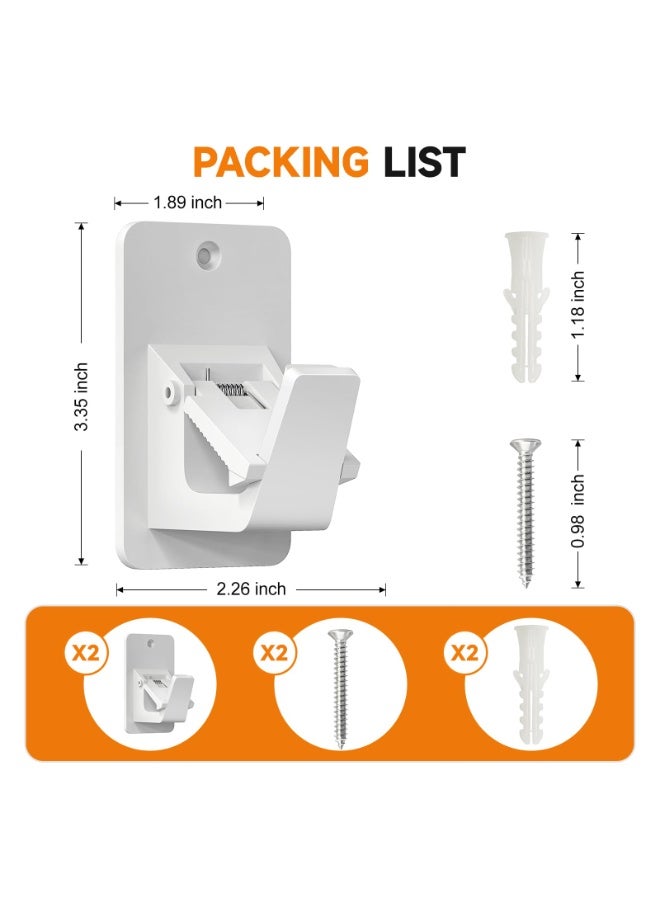 RAHAYM Universal Curtain Rod Holders, No Drill Curtain Rod Brackets, Self Adhesive Curtain Rod Brackets Up to 30 LB, Nail Free Curtain Rod Hooks for Bathroom, Bedroom, Livingroom, Kitchen (2PC, White) - Image 2
