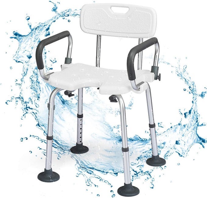 SHOWER CHAIR HEIGHT ADJUSTABLE TUB SHOWER SEAT WITH USHAPED SEAT AND SHOWER BUCKLE NONSLIP BATHROOM DETACHABLE BATHTUB STOOL CHAIRS FOR ELDERLY DISABLED HANDICAP WHITE