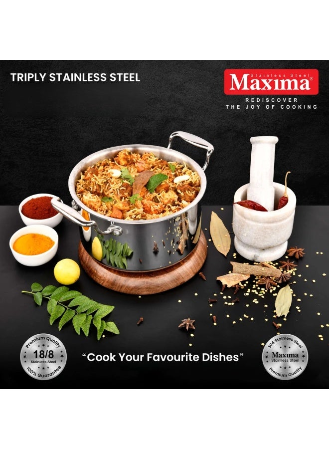 Maxima Indian Stainless Steel Cooking Pot Premium Quality | Tri Ply Base | Non-stick | Cool-Touch Handle | 30 CM - Image 4