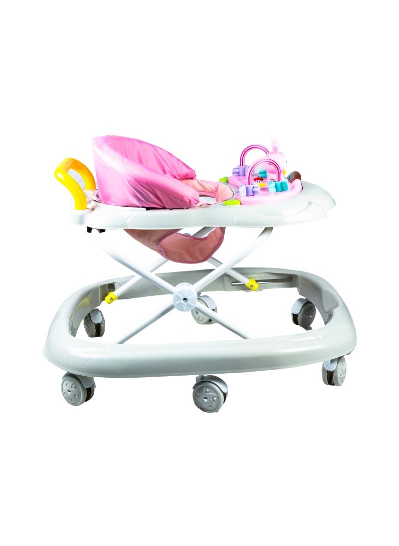 molody Adjustable Foldable Baby Walker with Activity Center – 2-in-1 Sit-to-Stand Push Walker for Toddlers and Babies (6 Months+), Lightweight with Removable Tray, Music, and Safety Brakes – Ideal for Learning to Walk-Pink  - Image 5