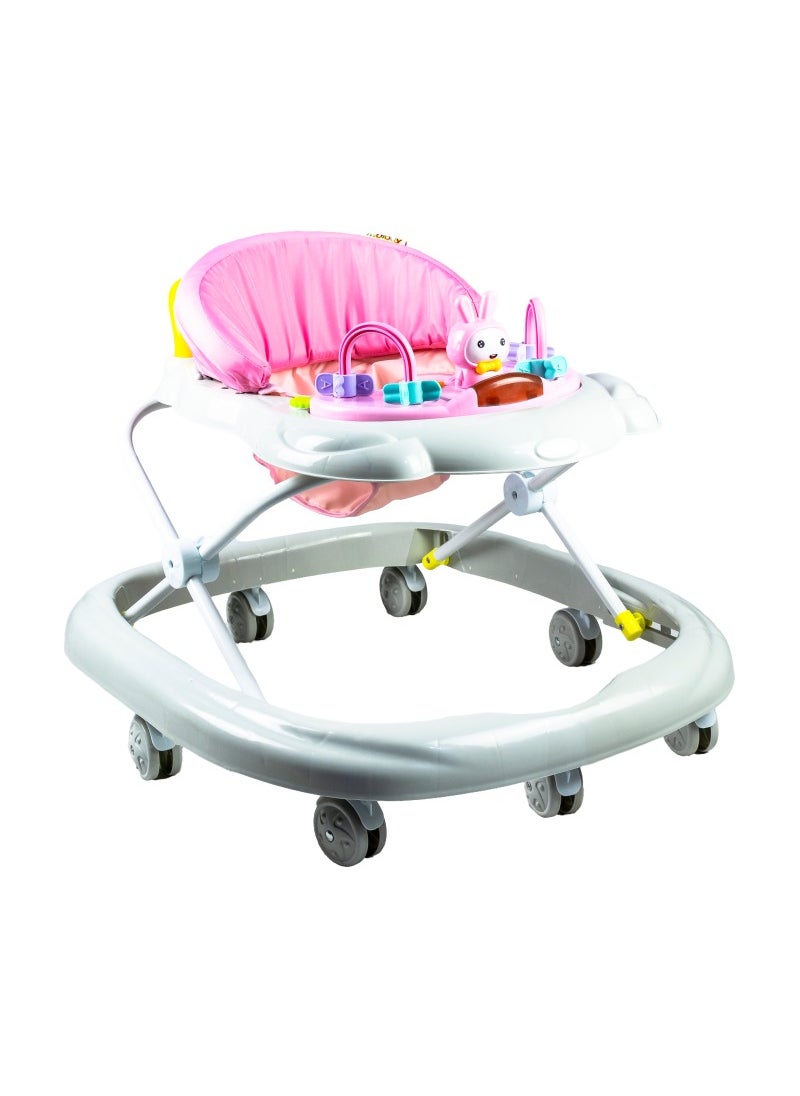 molody - Adjustable Foldable Baby Walker with Activity Center – 2-in-1 Sit-to-Stand Push Walker for Toddlers and Babies (6 Months+), Lightweight with Removable Tray, Music, and Safety Brakes – Ideal for Learning to Walk-Pink - Image 1