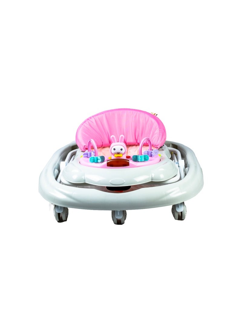 molody - Adjustable Foldable Baby Walker with Activity Center – 2-in-1 Sit-to-Stand Push Walker for Toddlers and Babies (6 Months+), Lightweight with Removable Tray, Music, and Safety Brakes – Ideal for Learning to Walk-Pink - Image 1
