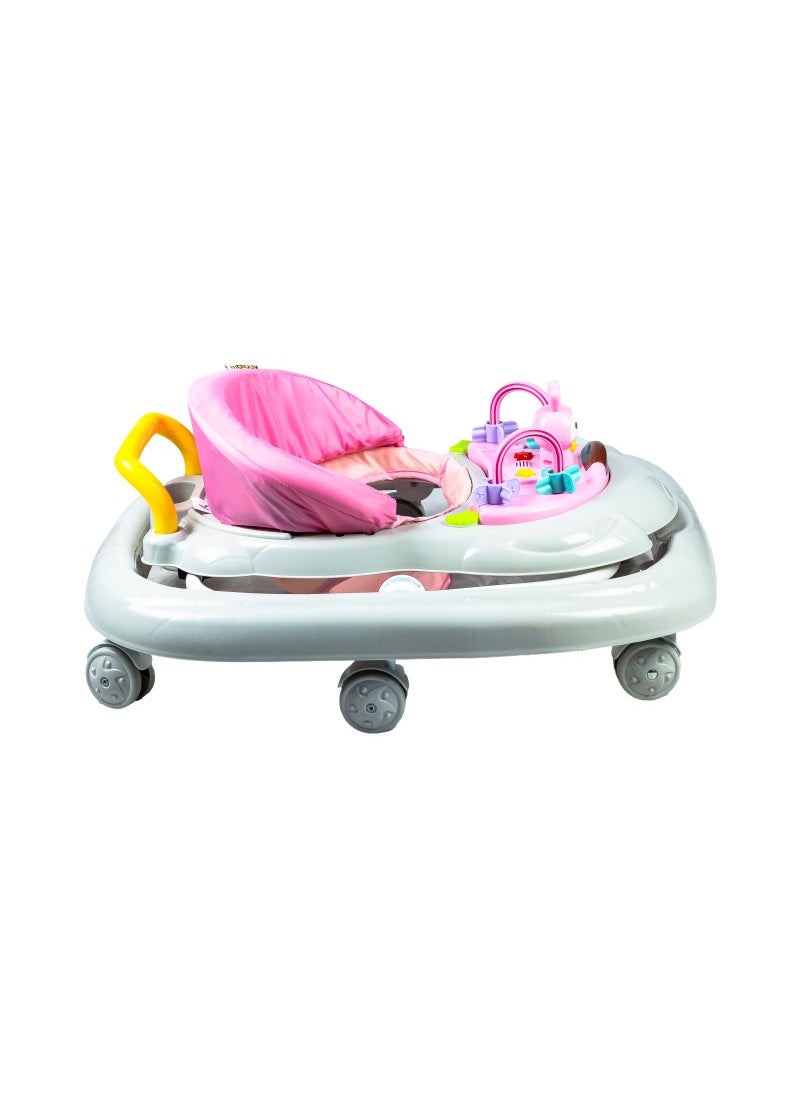 molody - Adjustable Foldable Baby Walker with Activity Center – 2-in-1 Sit-to-Stand Push Walker for Toddlers and Babies (6 Months+), Lightweight with Removable Tray, Music, and Safety Brakes – Ideal for Learning to Walk-Pink - Image 1
