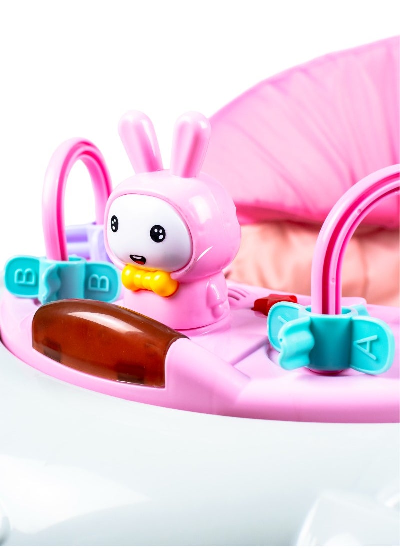 molody - Adjustable Foldable Baby Walker with Activity Center – 2-in-1 Sit-to-Stand Push Walker for Toddlers and Babies (6 Months+), Lightweight with Removable Tray, Music, and Safety Brakes – Ideal for Learning to Walk-Pink - Image 1