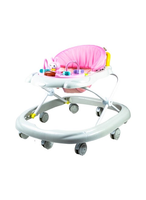 Adjustable Foldable Baby Walker with Activity Center – 2-in-1 Sit-to-Stand Push Walker for Toddlers and Babies (6 Months+), Lightweight with Removable Tray, Music, and Safety Brakes – Ideal for Learning to Walk-Pink