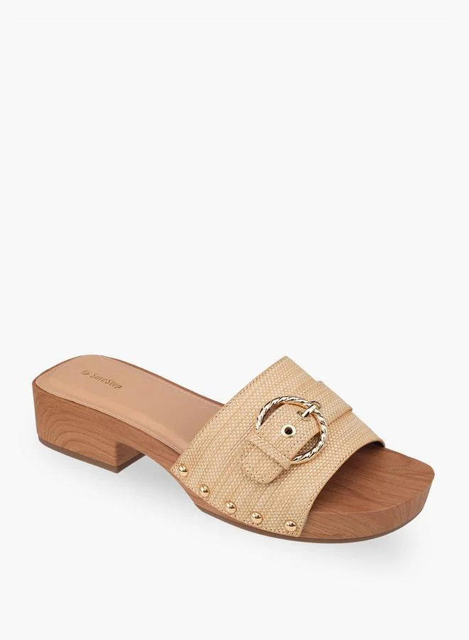 شور ستيب Women Buckle Accent Block Heel Sandals