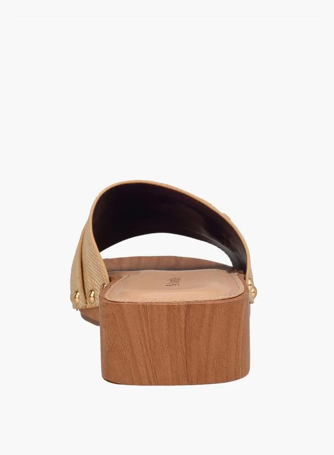 Surestep BEIGE Women Buckle Accent Block Heel Sandals for Women | Best Price UAE