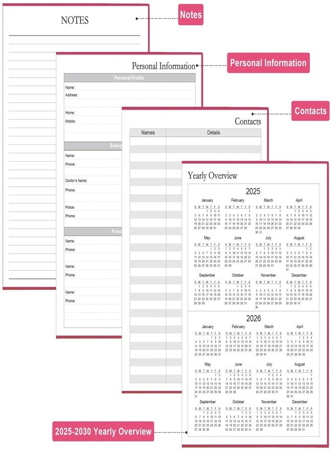 Tuun Fuplan Hard Cover 5 Year Journal | The Easiest to Use Five Year Journal | Quick and Easy Five Year Memory Notebook | 5.8'' x8.3'', Pink - Image 5