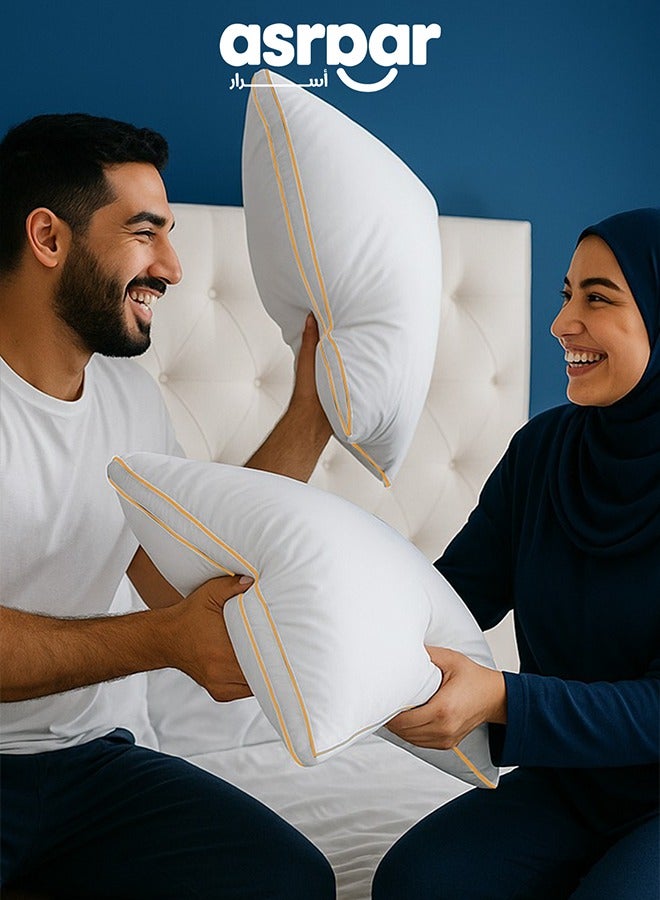 Asraar Premium 20 cm Thick Microfiber Bed Pillow, 1000 Grams Hotel-Quality Cooling Pillow, Standard Size 75 x 50 cm - Ideal for All Sleep Positions, Fluffy Bed Pillows for Bed, Machine Washable Bed Pillow - White 4 Pillow - Image 4