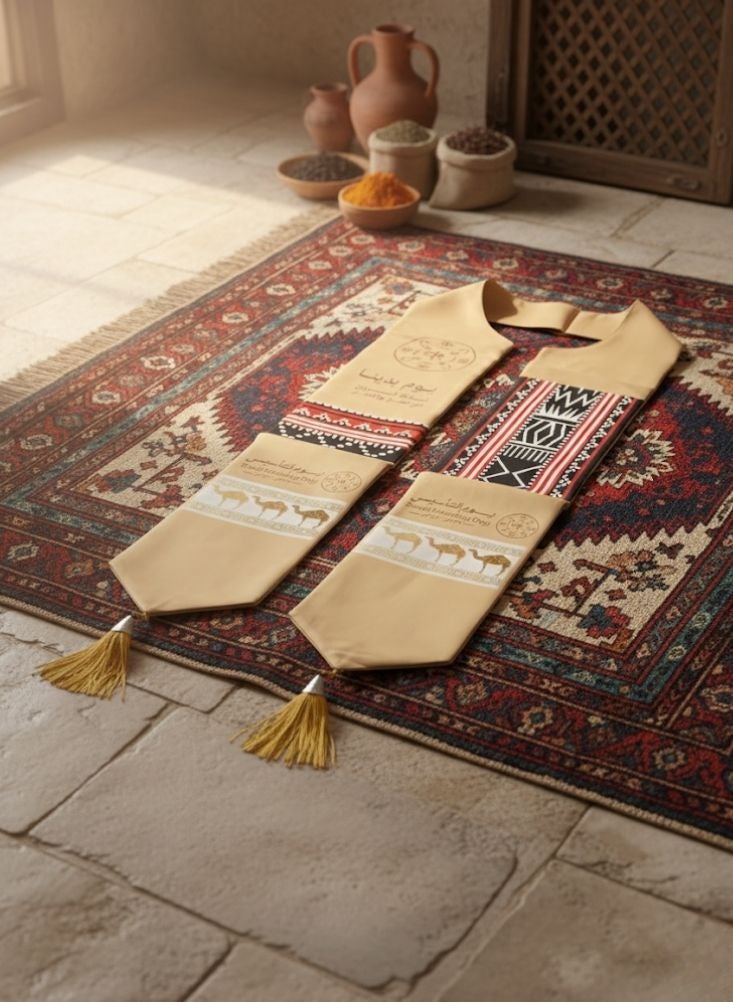 Premium Saudi Foundation Day Scarf Prop for Children – Decorative Heritage Sash with Traditional Patterns and Tassels - Image 4