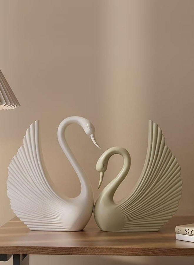 fashionhome Elegant Modern Creative Resin Swan Sculpture Decoration Swan Couple Craft for Home Décor Living Room Bedroom 15x19.5 and 16x20 cm - Image 3