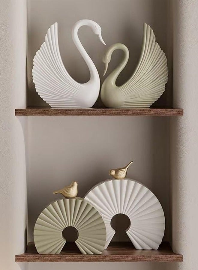 fashionhome Elegant Modern Creative Resin Swan Sculpture Decoration Swan Couple Craft for Home Décor Living Room Bedroom 15x19.5 and 16x20 cm - Image 4