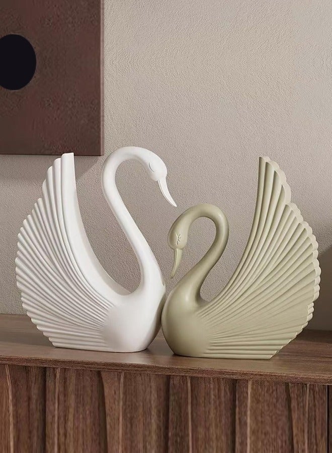 fashionhome Elegant Modern Creative Resin Swan Sculpture Decoration Swan Couple Craft for Home Décor Living Room Bedroom 15x19.5 and 16x20 cm - Image 5