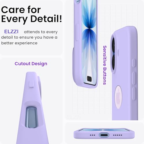 Elzzi Microfiber Logo Cut Cover Compatible for iPhone 17 Case Liquid Silicone Cases Full Body 4 Layer Protective Covers Shockproof Back Cover with High Raised Camera Lips (Purple) - Image 5