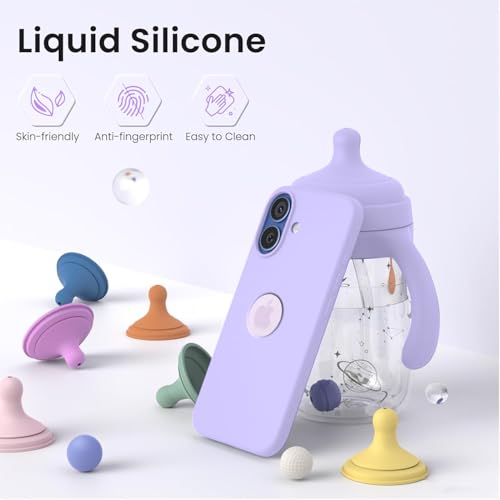 Elzzi Microfiber Logo Cut Cover Compatible for iPhone 17 Case Liquid Silicone Cases Full Body 4 Layer Protective Covers Shockproof Back Cover with High Raised Camera Lips (Purple) - Image 4