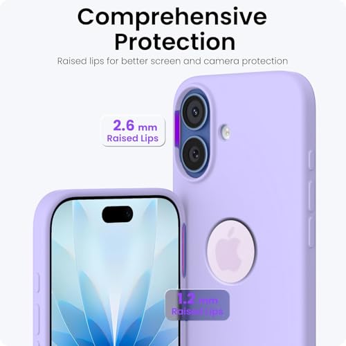 Elzzi Microfiber Logo Cut Cover Compatible for iPhone 17 Case Liquid Silicone Cases Full Body 4 Layer Protective Covers Shockproof Back Cover with High Raised Camera Lips (Purple) - Image 3