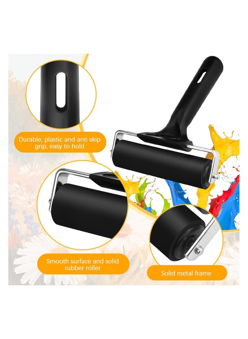 SYOSI Rubber Brayer Roller Set, 2 PCS Ink Printing and Glue Roller, Soft Rubber Rollers for Printmaking, Stamping, Scrapbooks, and Screen Printing, Easy-Grip Handle, 10cm & 6cm - Image 3